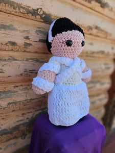Handmade Crocheted Bride of Frankenstein Doll