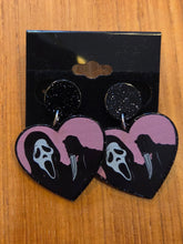 Load image into Gallery viewer, Ghostface Heart Earrings