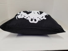 Load image into Gallery viewer, Skull Pillow White Glitter Calavera Bride on Black