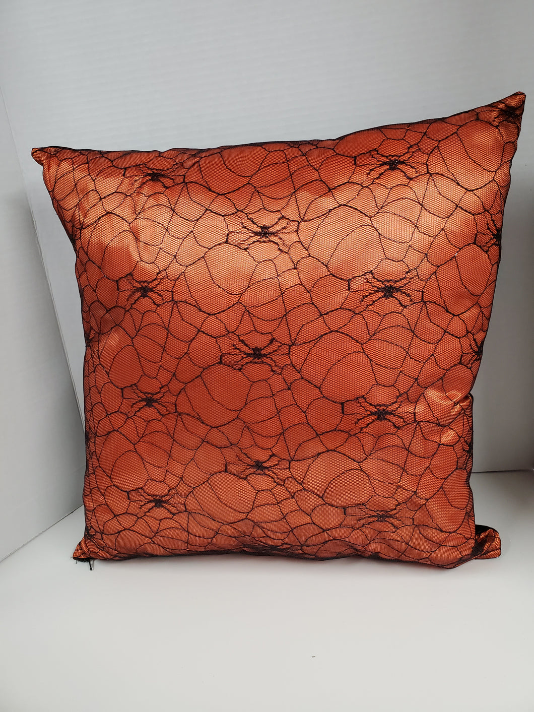 Orange Spiderweb Throw Pillow