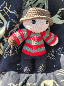 Handmade Crocheted Freddy Krueger Doll